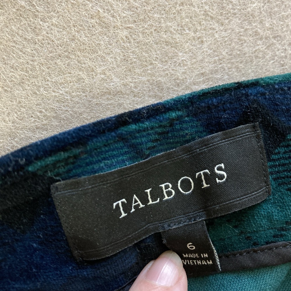 TALBOTS Blackwatch Tartan Plaid Velveteen A-Line Skirt Sz 6 Ruffle Trim Pockets - Picture 4 of 11